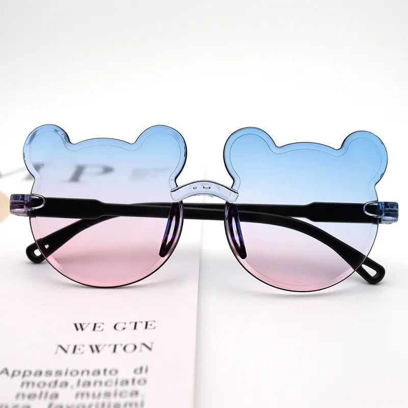 Cartoon Style Cute Sweet Bear PC UV400 Protection Special-Shaped Mirror Frameless Kids Sunglasses