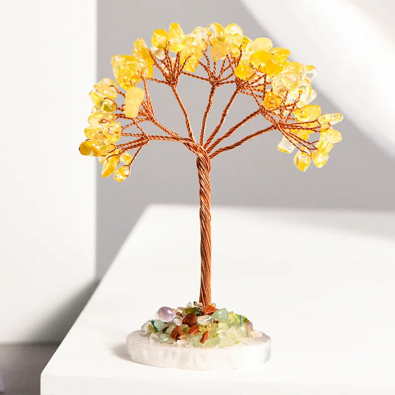 Classical Simple Style Tree Crystal Agate copper wire Ornaments Artificial Decorations