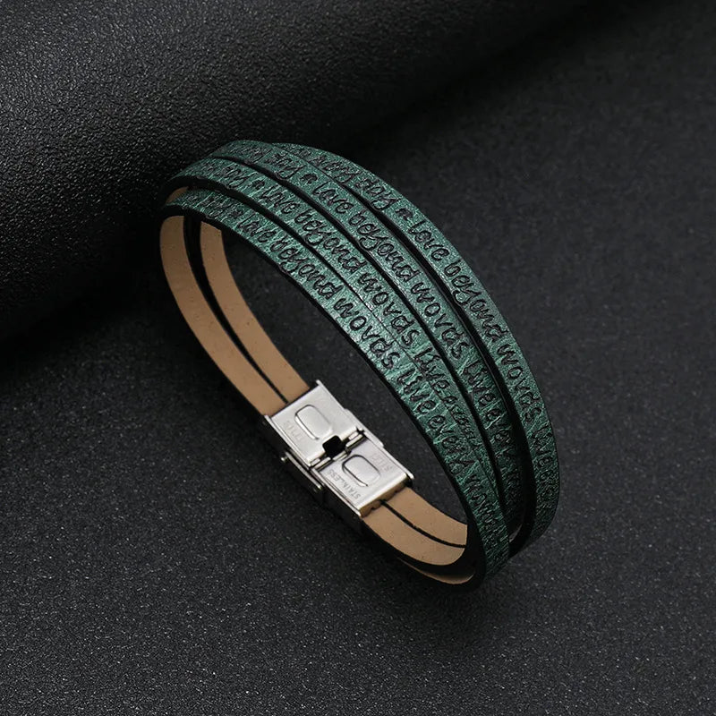 Simple Style Letter Pu Leather Titanium Steel Unisex Bracelets