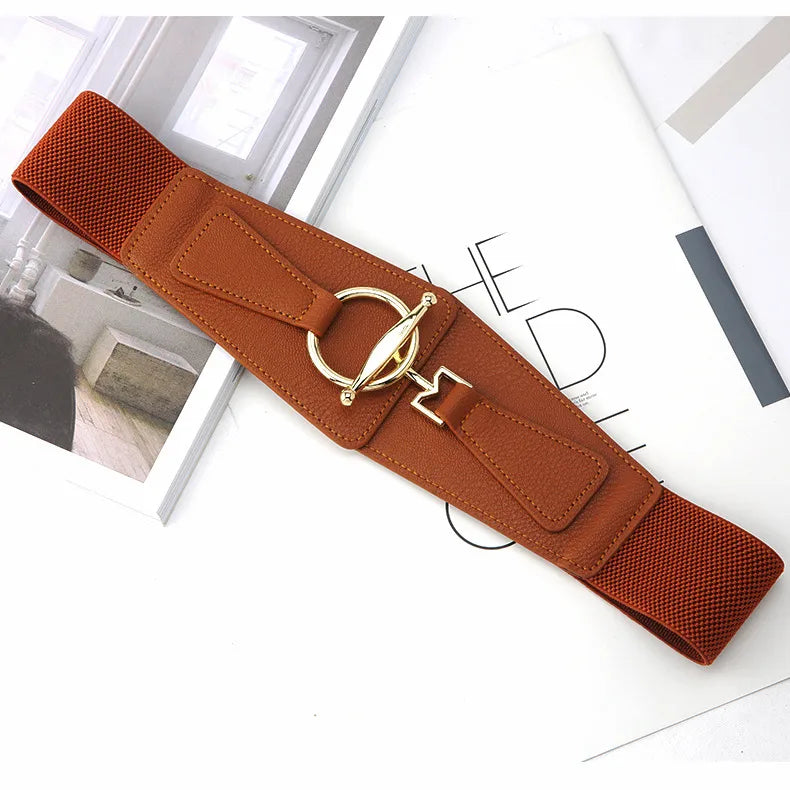 fashion solid color pu leather alloy women's leather belts