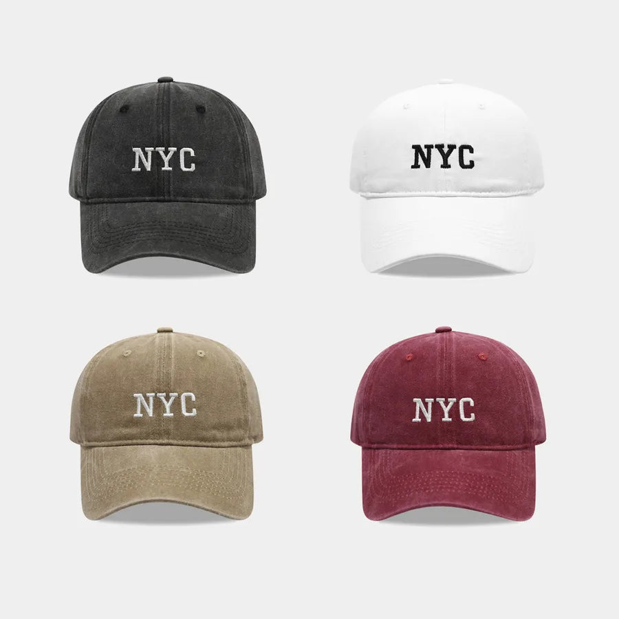 Retro American NYC Letter Embroidery Soft Top Baseball Cap Women's Sporty Summer Hat Face Slimming Men's Sunshade Cap