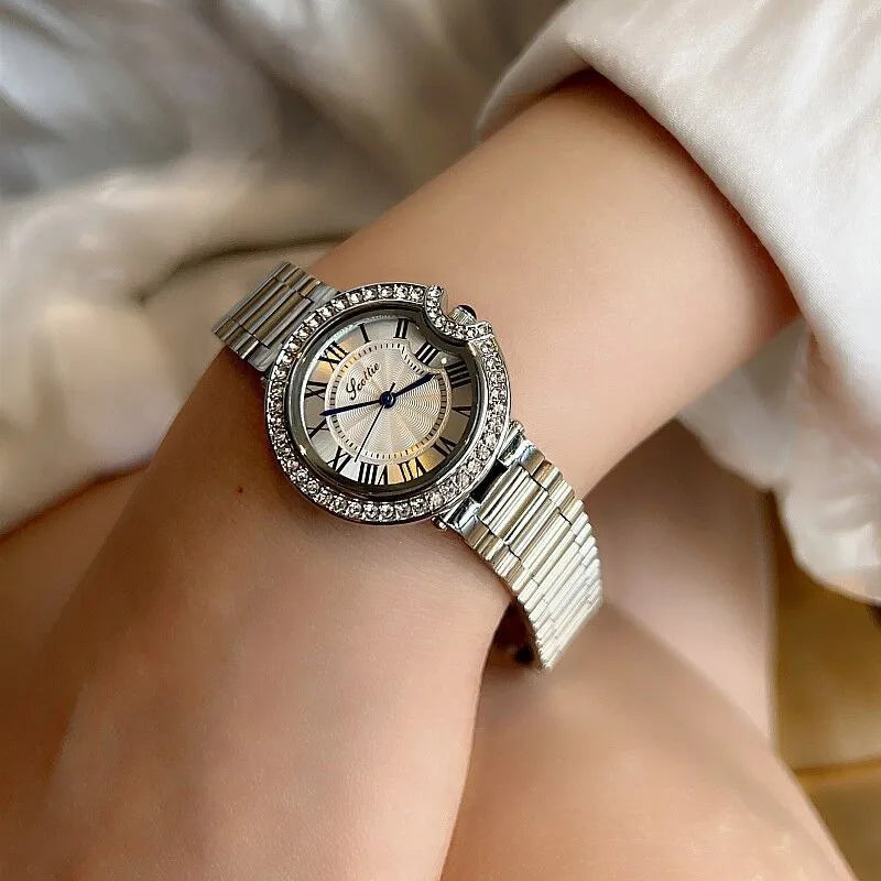 Casual Elegant Commute Round Rectangle Butterfly Double Snap Quartz Watch