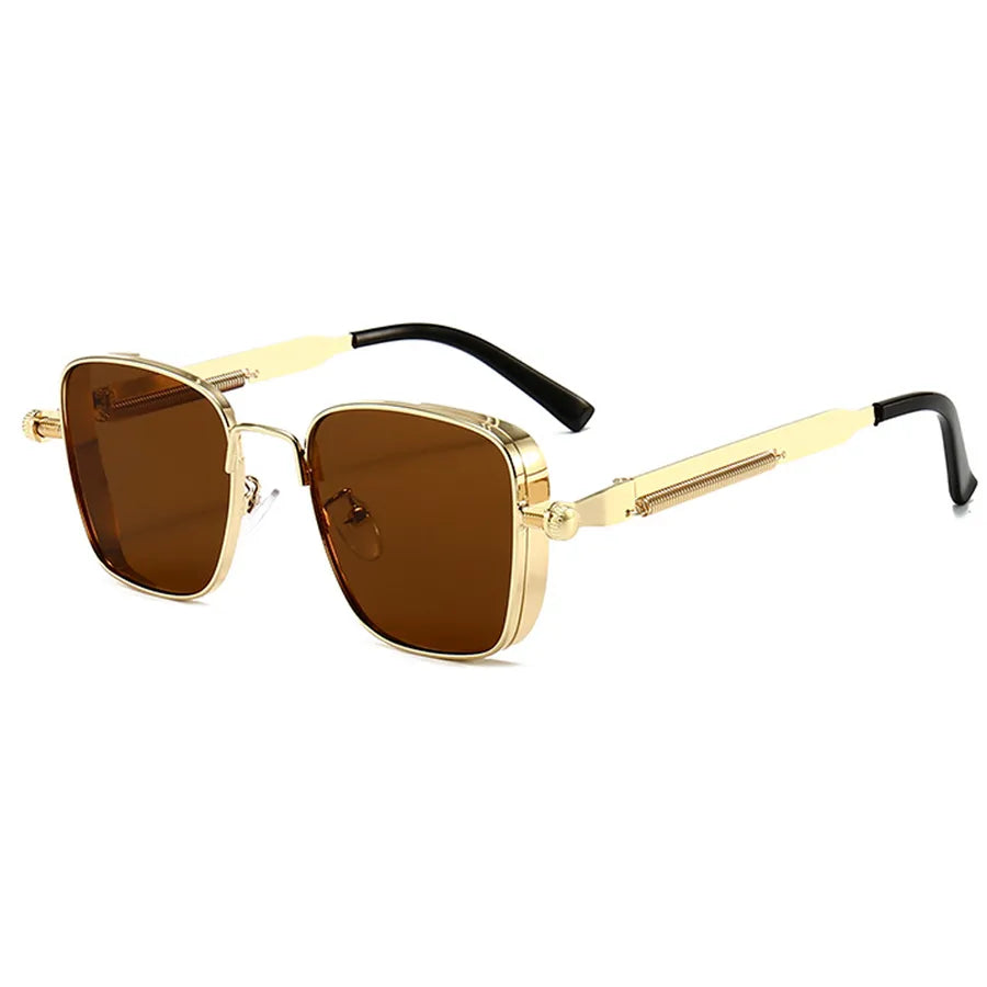 retro punk british style solid color ac square full frame men's sunglasses