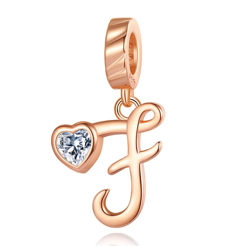 Ornament Letter Pendant S925 White Copper Rose Gold Necklace Pendant Diy Bracelet Charm Cross-Border Hot Sale Accessories
