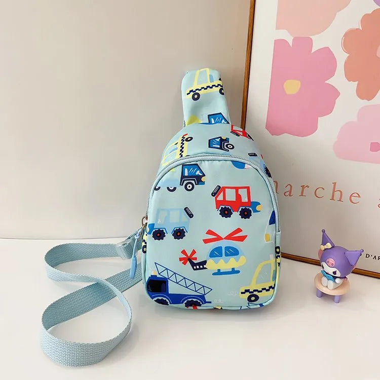 Kid'S Nylon Car Cute Streetwear Oval Zipper Fanny Pack
