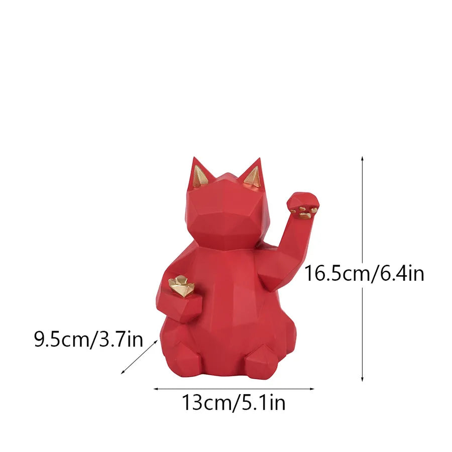 creative geometric lucky cat resin decoration ornaments shop feng shui home living room desktop ornaments crafts