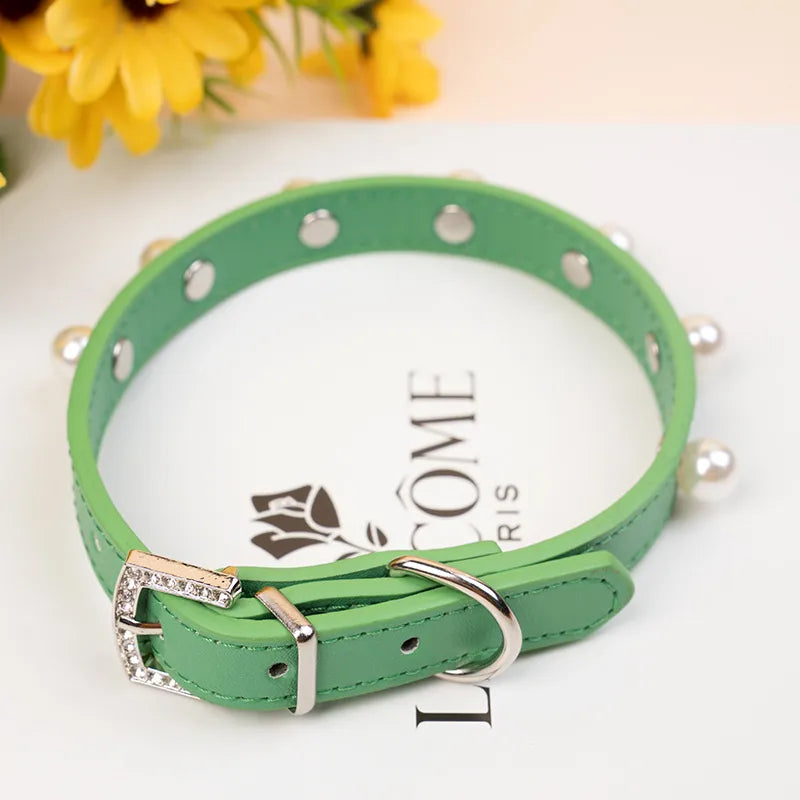 pet collar cat dog alloy brick buckle collar leather pet ring color adjustable big and small circles leather