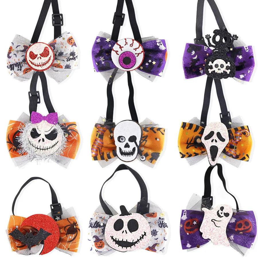 Halloween Cute ghost Skull Elastic string Felt cloth Party Festival Pet tie