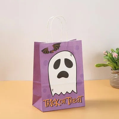 Halloween Party Handheld Kraft Paper Bag Ghost Pumpkin Bag Children's Candy Gift Packaging Cartoon Kraft Paper Bag