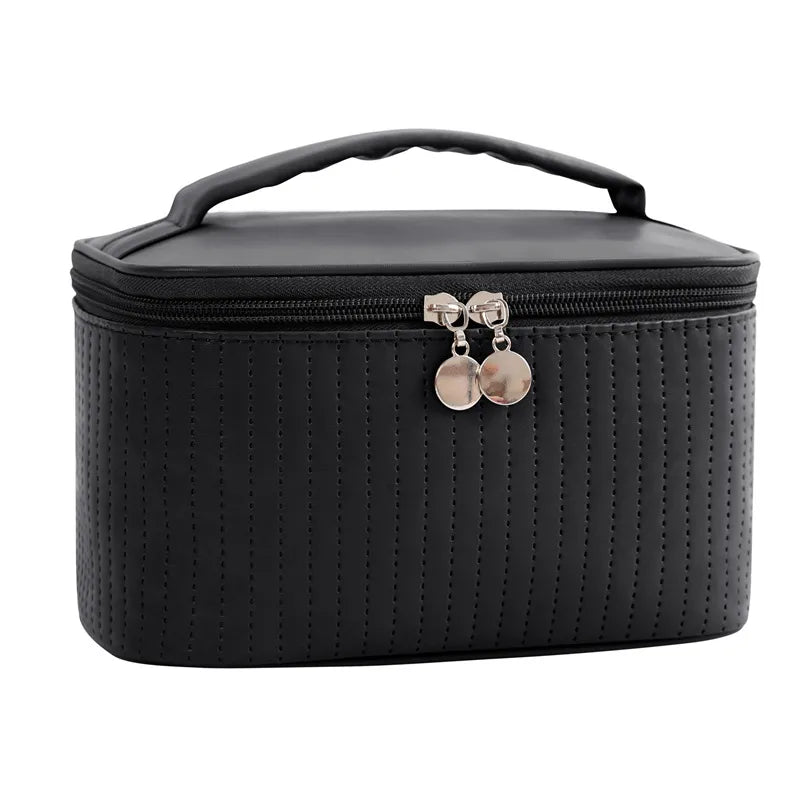 classic style solid color pu leather square makeup bags