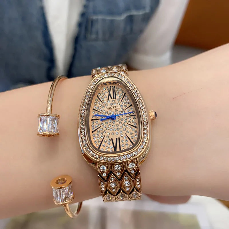 Casual Elegant Simple Style Solid Color Jewelry Buckle Quartz Watch Women's Watches