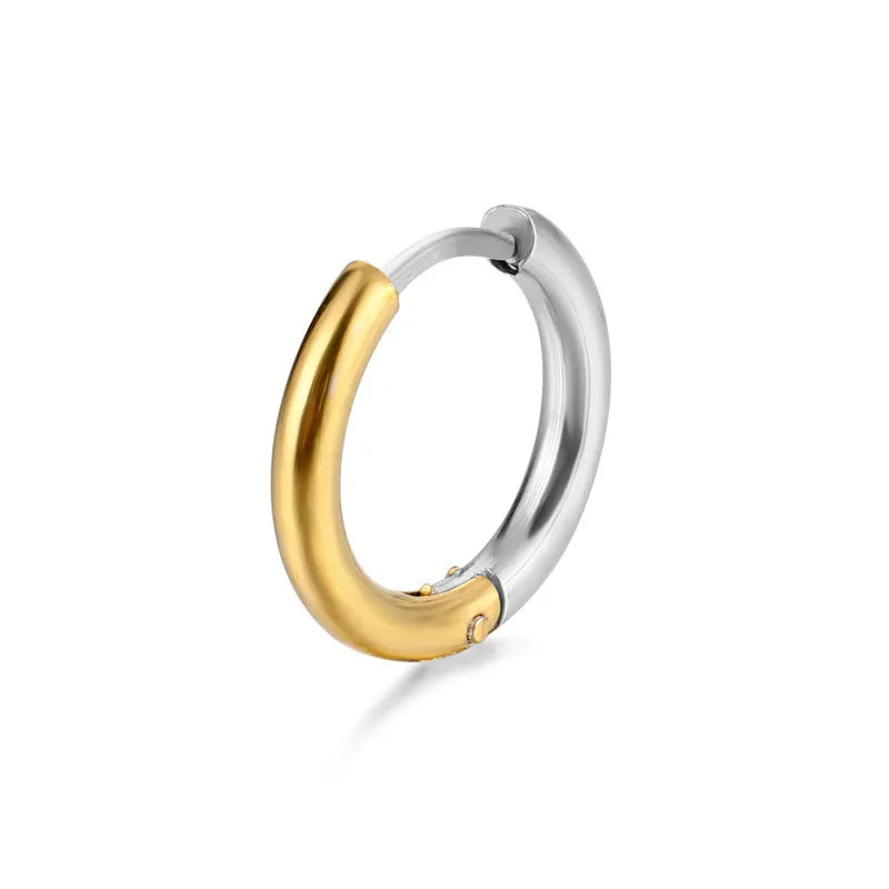 1 piece hip-hop geometric color block plating titanium steel hoop earrings