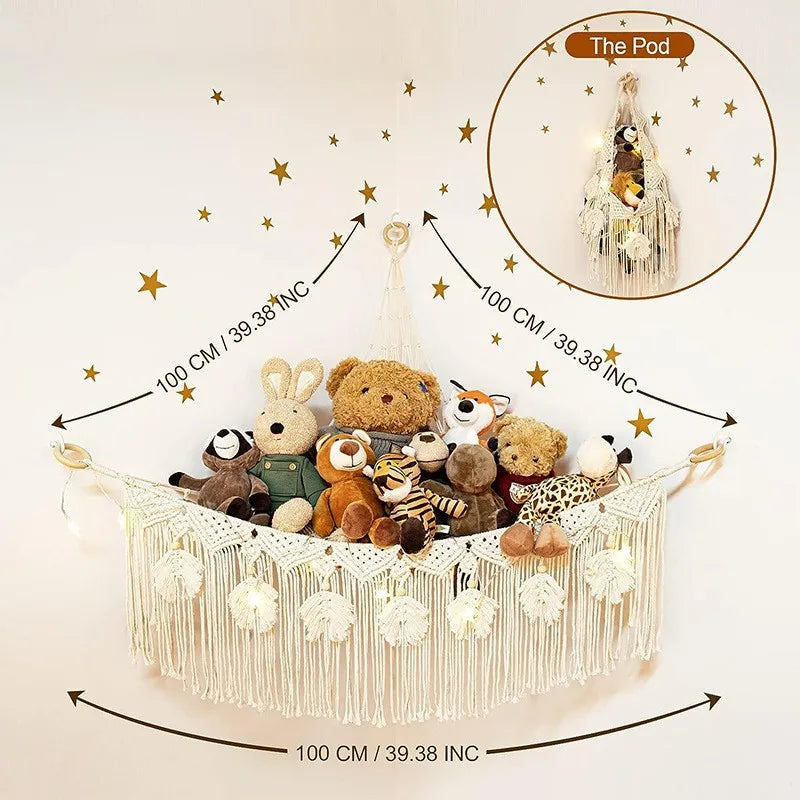 Cotton Rope Triangle Toy Net Pocket Hand-woven Children's Toy Storage Decorative Triangle Pocket Decorative Hanging Pocket