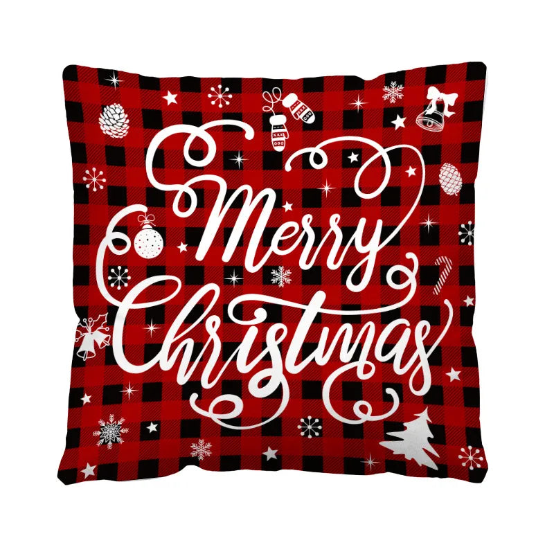 Christmas Casual Christmas Tree Santa Claus Letter short plush Pillow Cases Couch & Sofa Decor