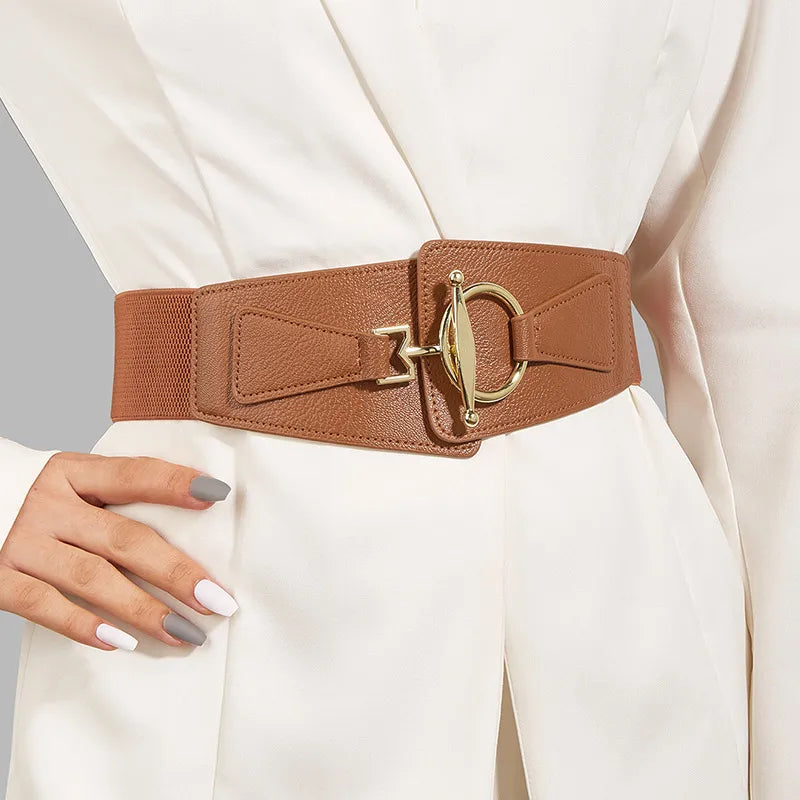 fashion solid color pu leather alloy women's leather belts