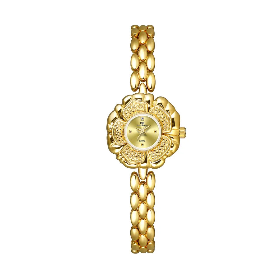 Elegant Solid Color Flower Jewelry Buckle Quartz Watch Women's Watches