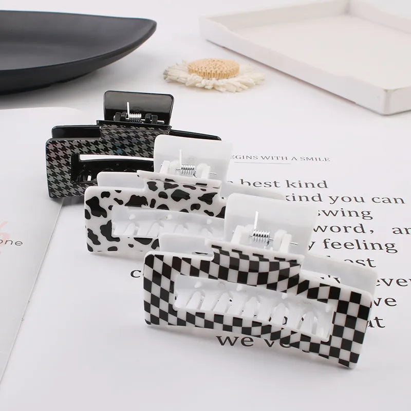 commute New style cow pattern lattice plastic resin hair claws