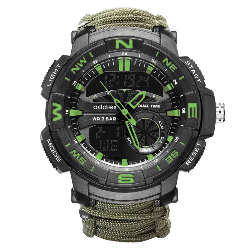 Edison luminous multifunctional compass watch outdoor mountaineering whistle Flint waterproof electronic men's watch wholesale