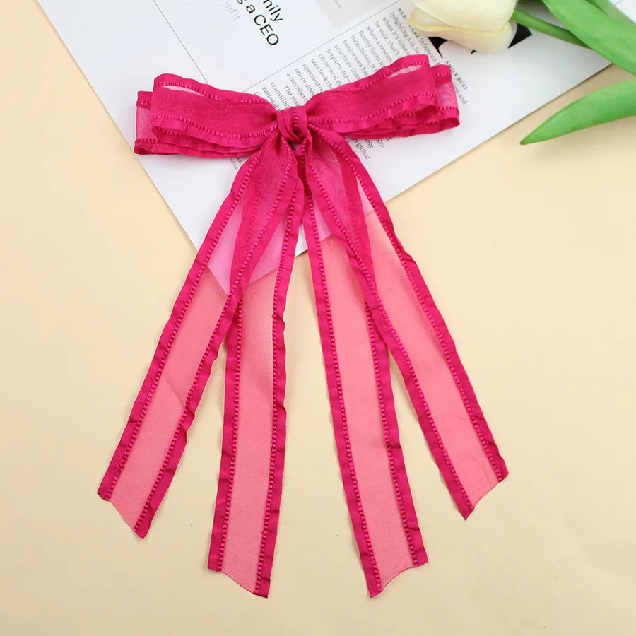 New-New Double Ruffled Ruffled Snow Yarn Bow Ribbon Women's Sweet Double Skirt All-match Girl's Headwear