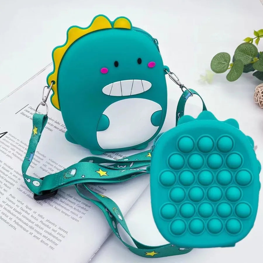 Internet Celebrant Mini New Cute Silicone Dinosaur Small Bag Women's Children's Shoulder Bag Crossbody Bag Mobile Phone Bag Coin Purse
