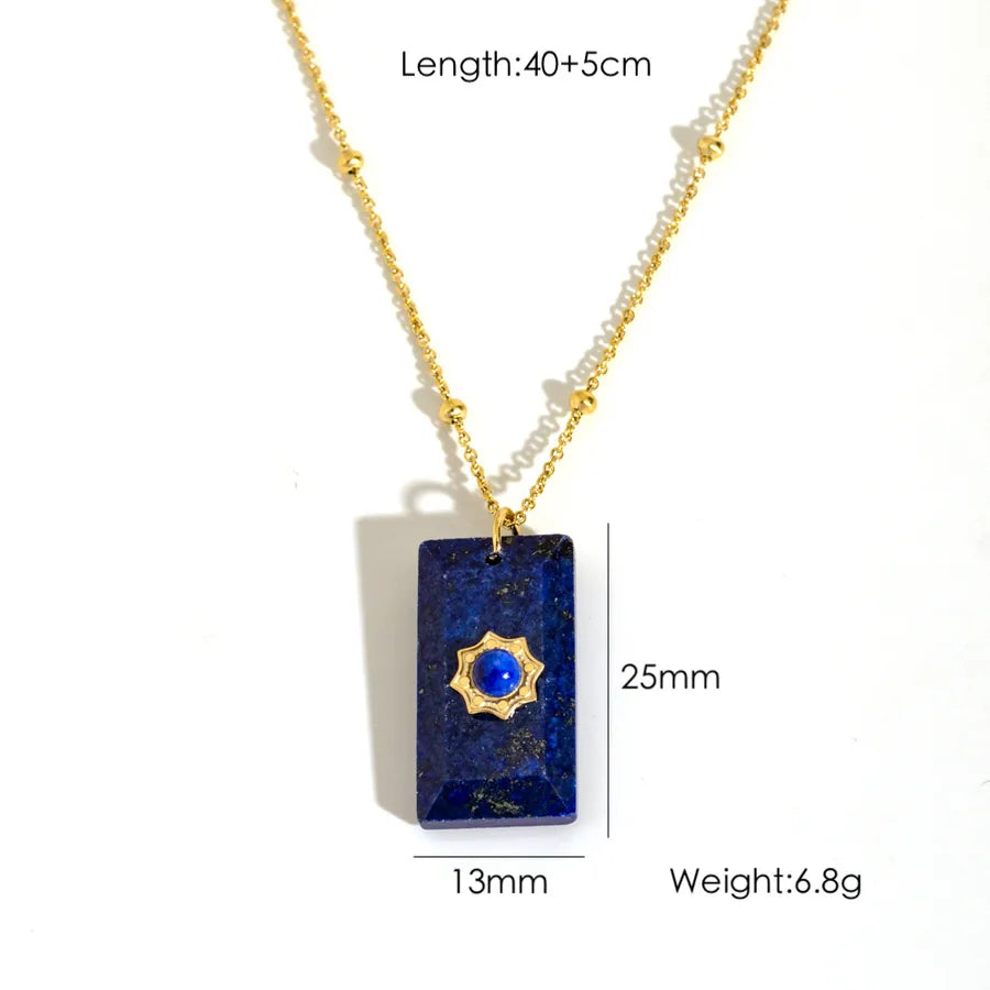 Wholesale Jewelry IG Style Geometric 304 Stainless Steel natural stone Gem Inlay Pendant Necklace