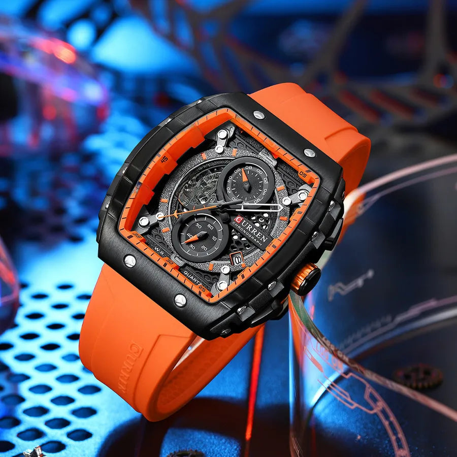 CURREN Karin 8442 Men's Waterproof Six-pin Quartz Calendar Tape Men's Multi-function Wristwatch Men's Watch