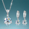 Moissanite Earrings Necklace White Gold Plated Earrings Necklace