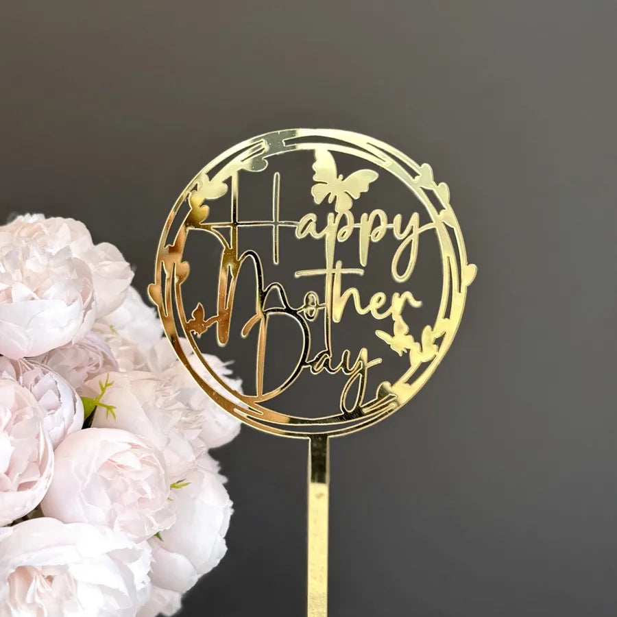 Mother'S Day Romantic Letter Flower Butterfly Acrylic Party Cake Decorating Supplies Party Supplies Cake Decorating Supplies 1 Piece