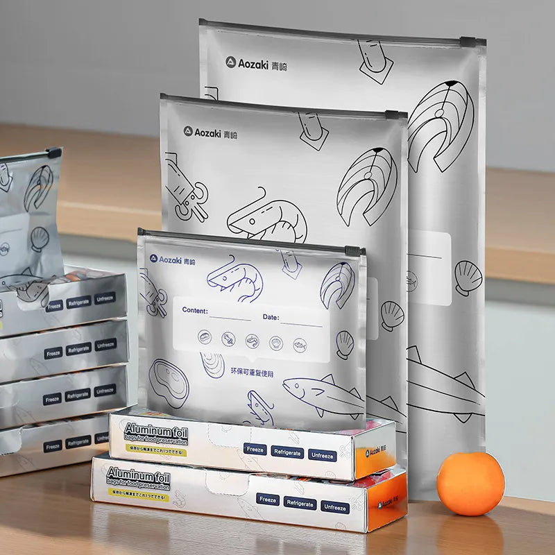 Yoshizaki Aozaki aluminum foil fresh-keeping bag food grade refrigerated sealed bag refrigerator freezer tin foil compact bag
