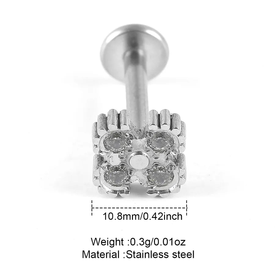 1 Piece Lip Rings Classic Style Solid Color 304 Stainless Steel 316 Stainless Steel  Polishing Inlay Zircon Lip Rings