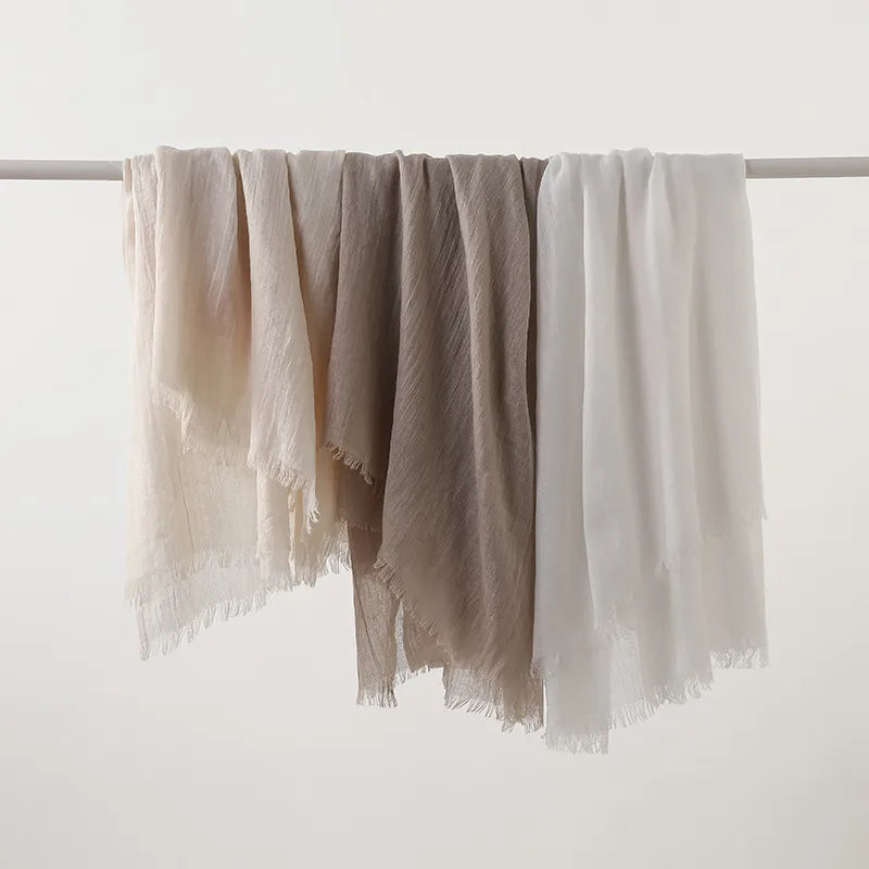 women's simple style solid color cotton and linen silk scarves