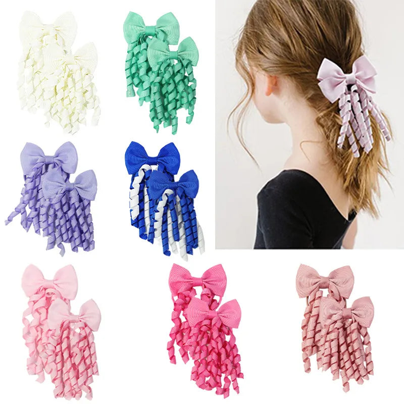 Popular Girls Multi-color Bow Hair Tie Ribbed with Handmade Hair Tie Cute Versatile Rubber Band for Women