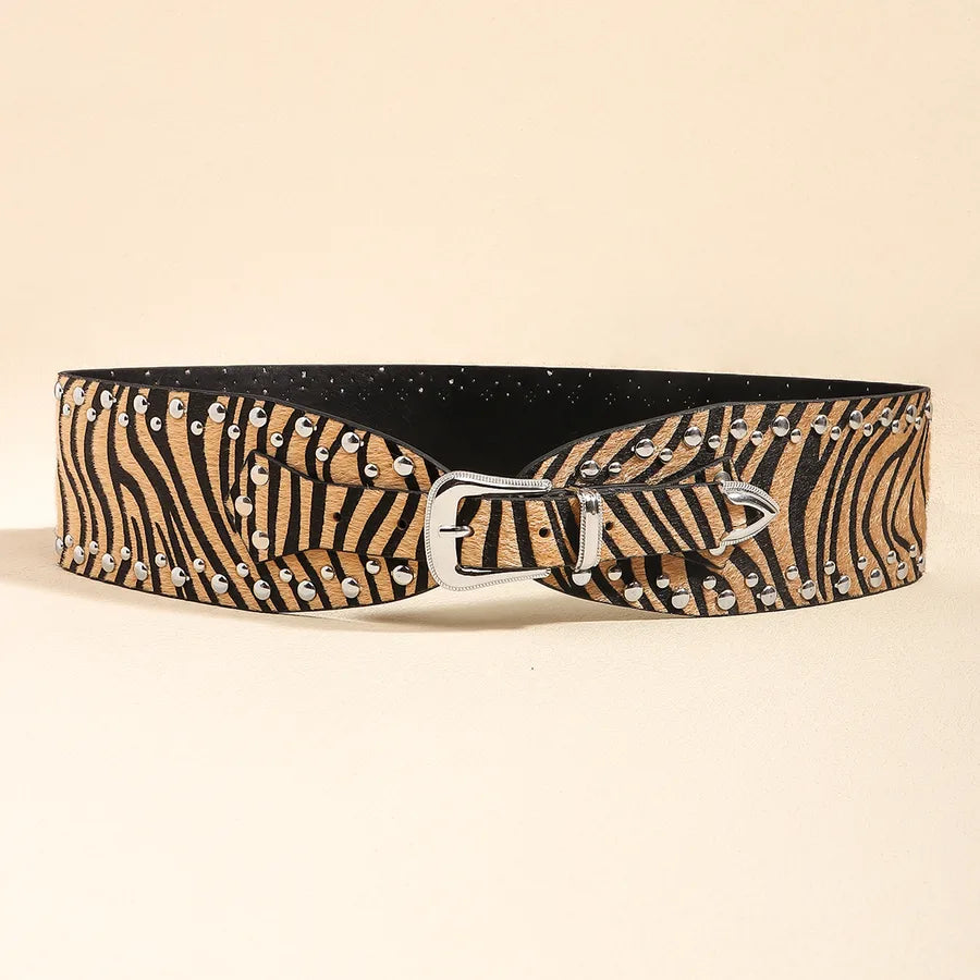 Vintage Style Bohemian Simple Style Leopard Pu Leather Buckle Women's Leather Belts