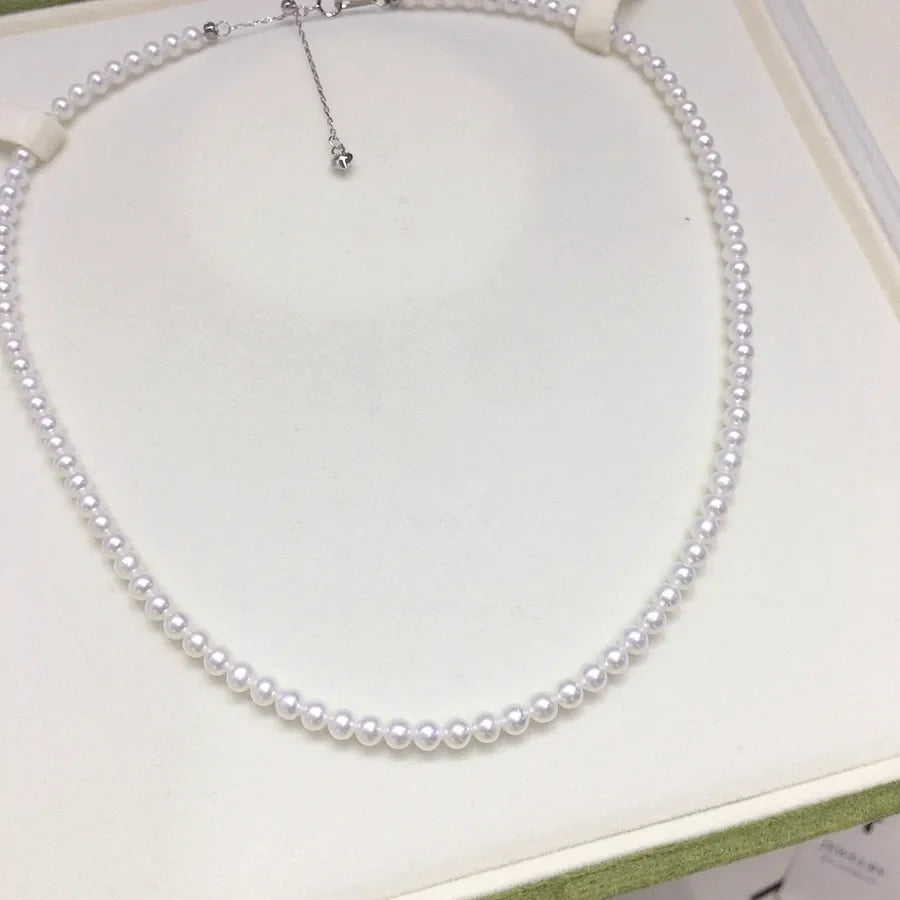 Zhuji Pearl High Brightness Near Round Natural Freshwater Pearl baby Bead Chain Small Rice Bead Pearl Necklace Jewelry Wholesale