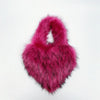 women's autumn&winter artificial wool solid color streetwear heart-shaped magnetic buckle handbag