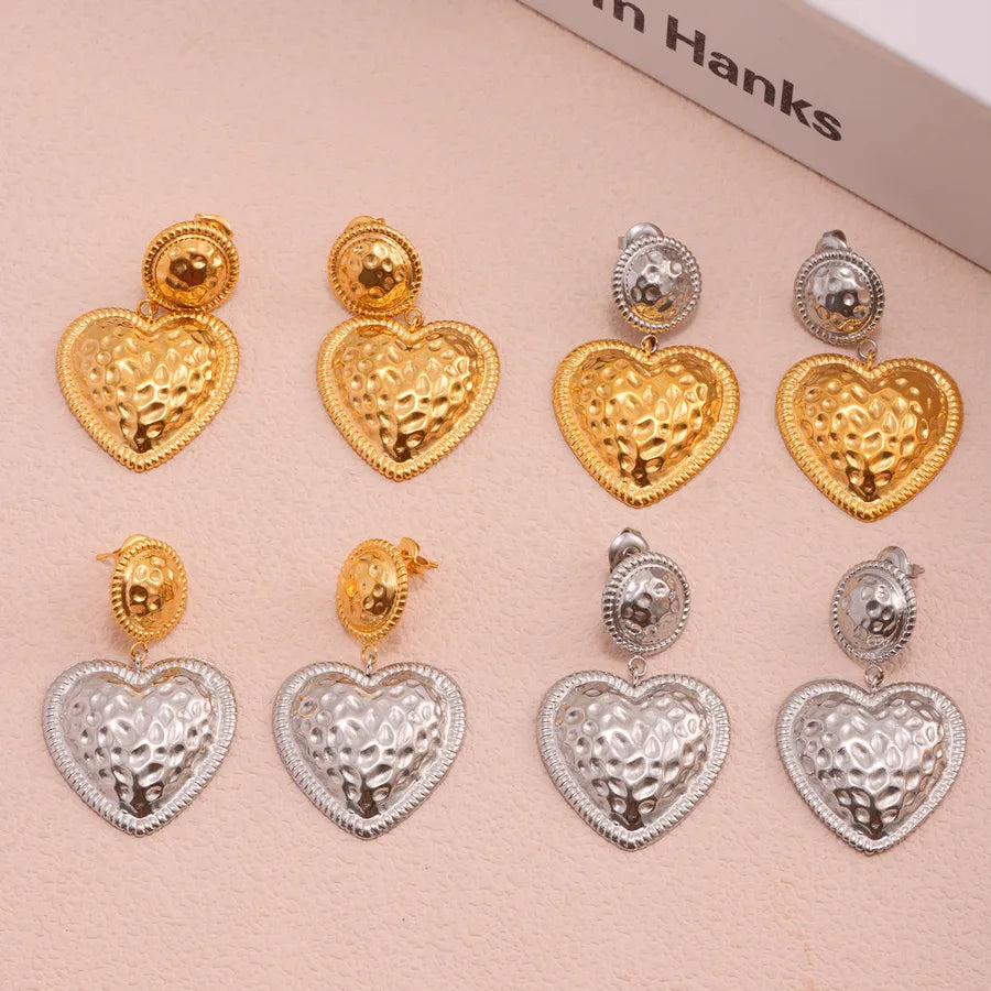 Elegant Luxurious Vacation Heart Shape Plating 304 Stainless Steel 18K Gold Plated Earrings Ear Studs