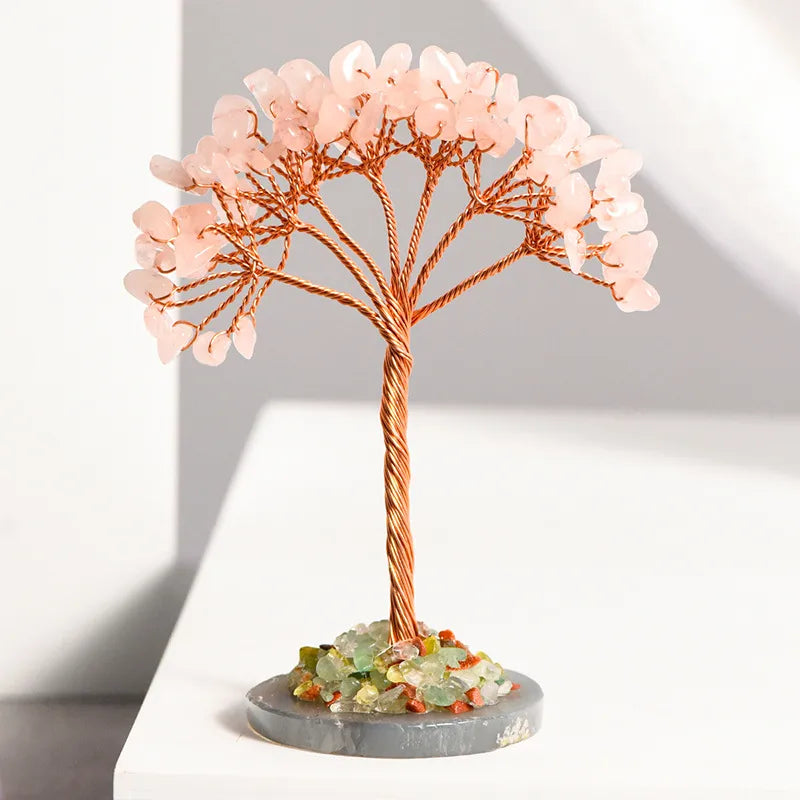 Classical Simple Style Tree Crystal Agate copper wire Ornaments Artificial Decorations