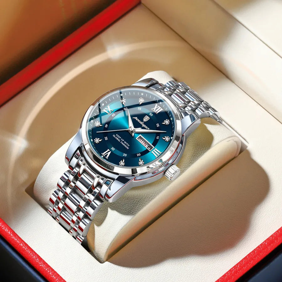 brand waterproof new men's watch double calendar luminous quartz watch live broadcast