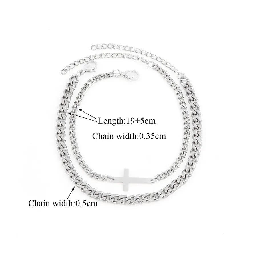 Elegant Simple Style Classic Style Cross 201 Stainless Steel 304 Stainless Steel Men's Bracelets