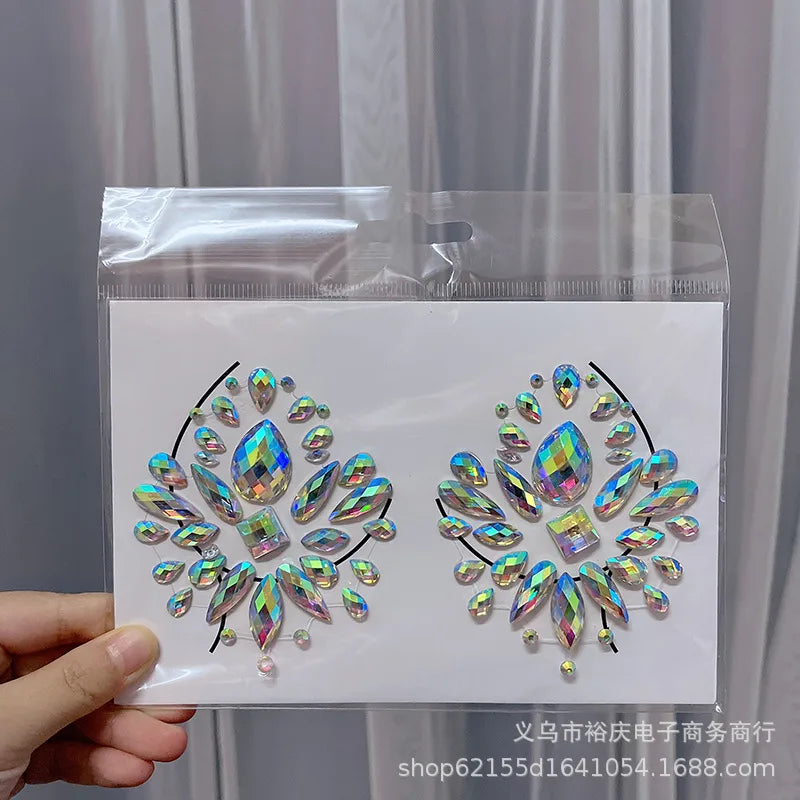 Halloween face stickers chest stickers body tattoo stickers resin acrylic Diamond stickers   tattoo stickers wholesale