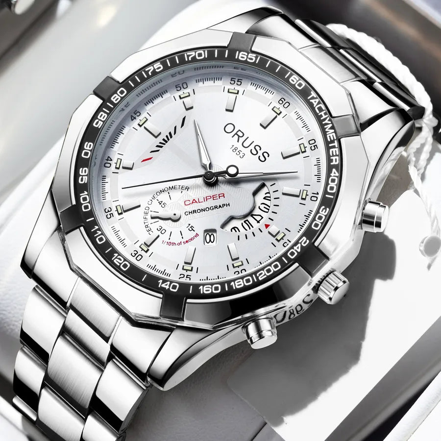 business geometric single folding buckle quartz men's watches