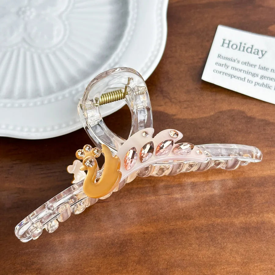 Dove High-End Acetate Hair Clip Diamond-Embedded Shark Clip Large Size Versatile Hair Accessories For Women Stylish Hair Decorations