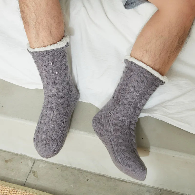 Men's Simple Style Solid Color Polyester Polyacrylonitrile Fiber Crew Socks A Pair