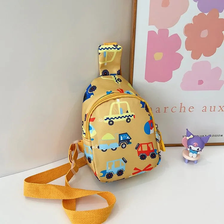 Kid'S Nylon Car Cute Streetwear Oval Zipper Fanny Pack