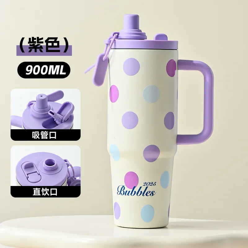 New Internet Celebrity Large Capacity Car Portable Cup Ice Heater Double Drink Design Stainless Steel Office Vacuum Cup Coffee Cup