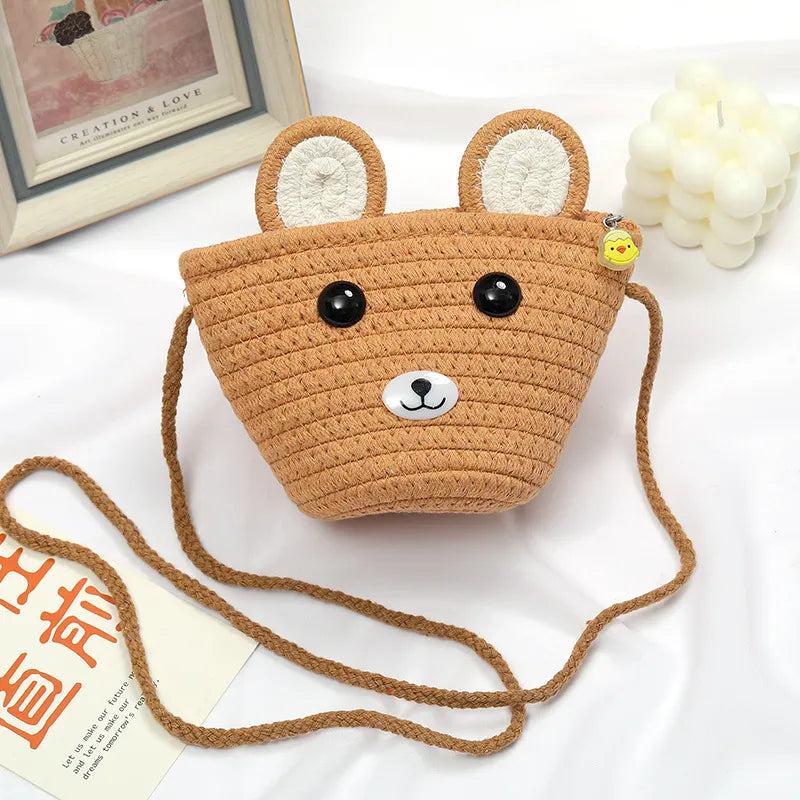 Children's Bag Women's Cute Summer Straw Bag Seaside Woven Bag  New Little Girl Mini Crossbody Coin Purse