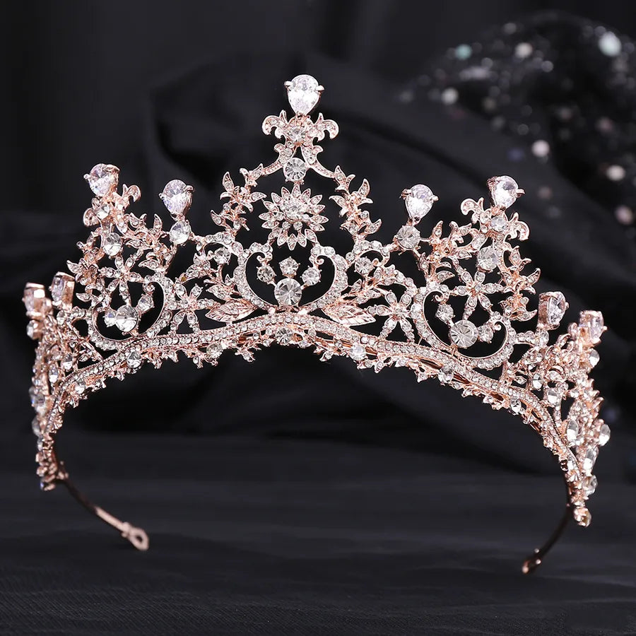 fashion geometric alloy inlay rhinestones crown 1 piece