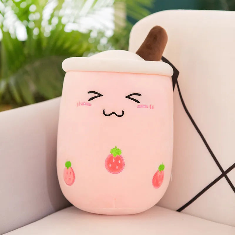 Adorable Plush Toy Milk Tea Doll Fruit Pearl Cushion Simulation Stuffed Doll Soft PP Cotton Material Cute Pillow