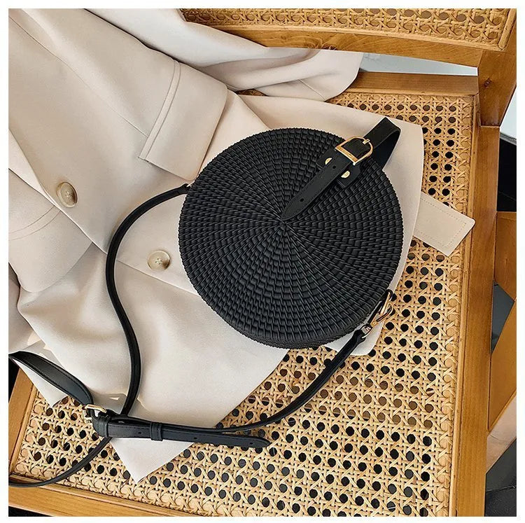women's small pvc solid color streetwear zipper circle bag