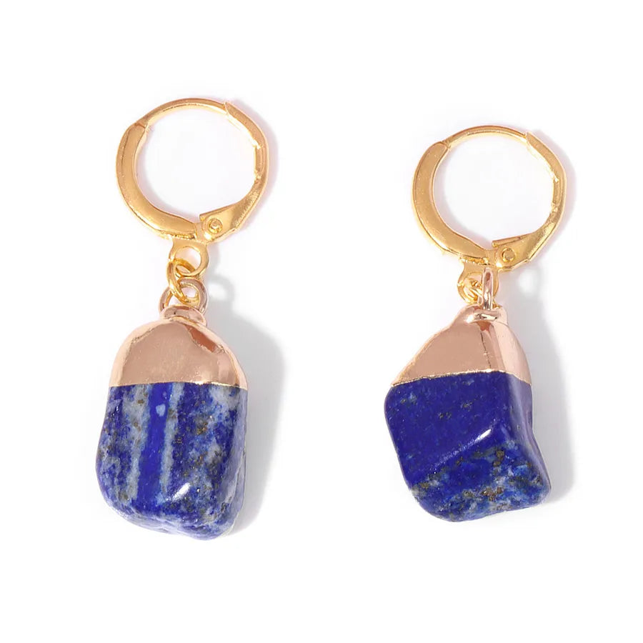 1 Pair Sweet Geometric Inlay Agate Natural Stone Earrings